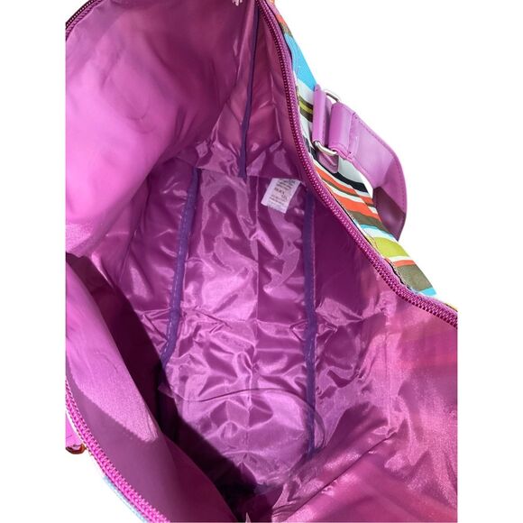 Unbranded Insulated Beach Tote Purple Green Orange Stripe Zip 16"x11.5" NWT - Picture 5 of 5